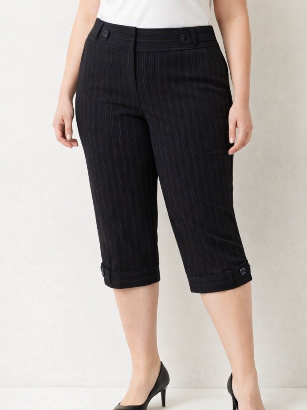 Black Pinstripe Dress Capris